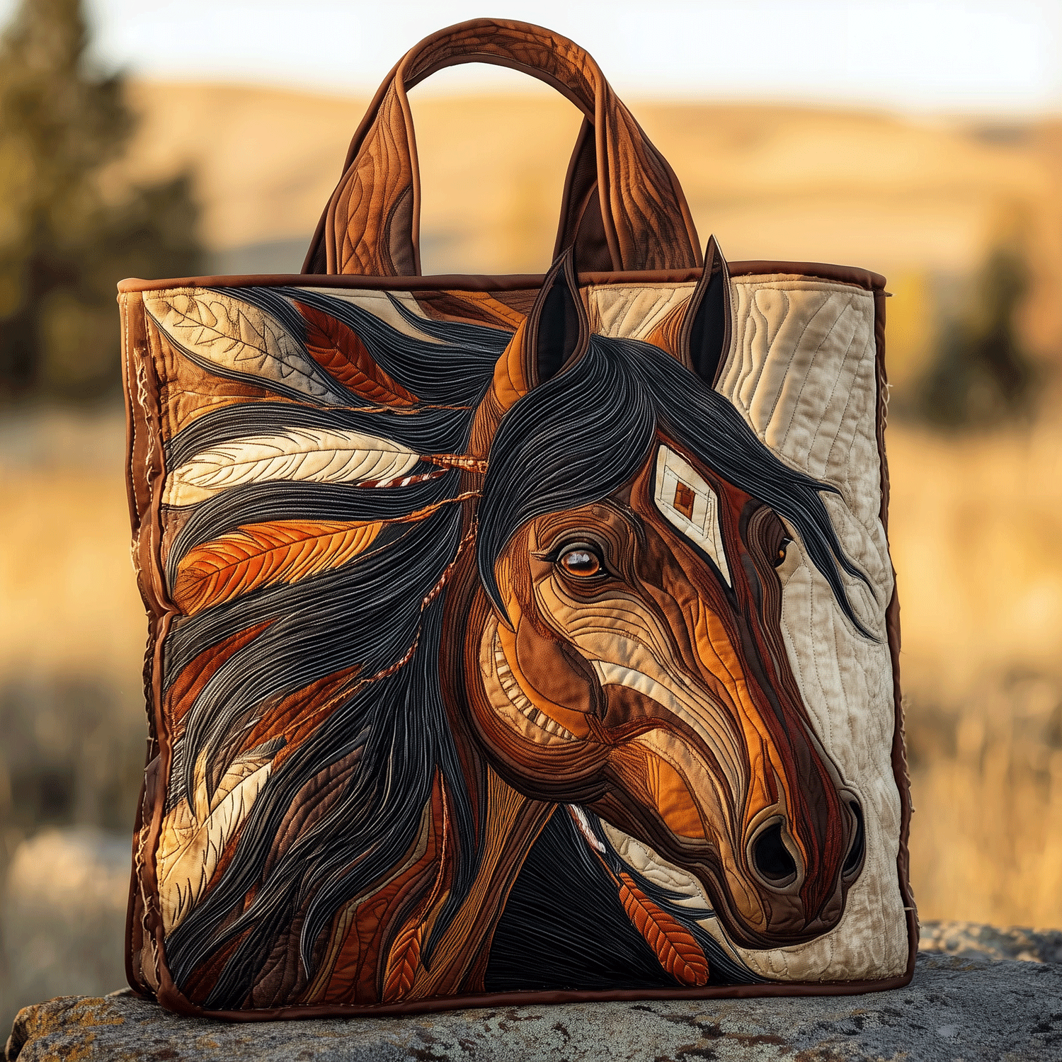 Horse Of Valor Quilted Tote Bag NCU0TH2879