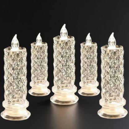 ✨🕯️LED Crystal Candle Lights 🌈Battery Operated with 6 Hour Timer