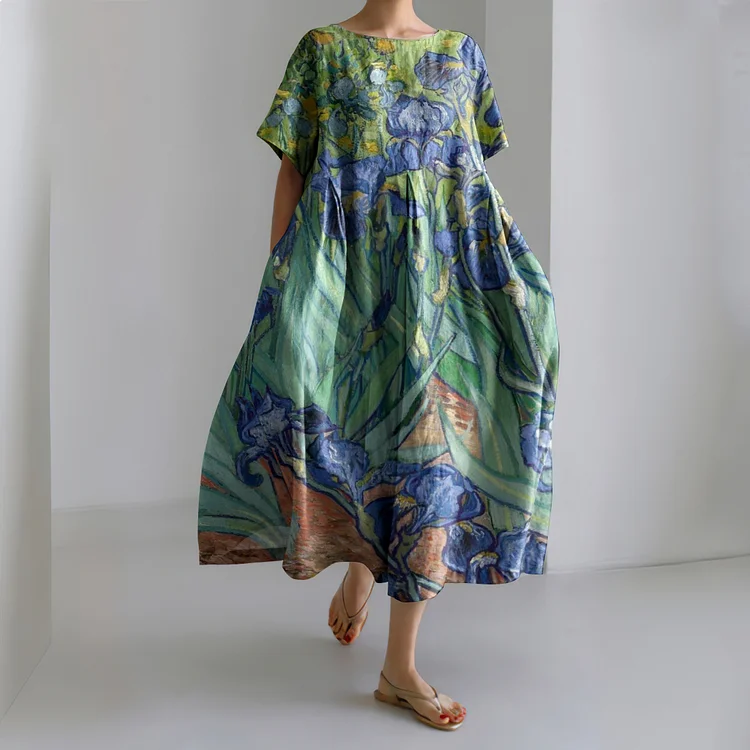 Casual Art Linen Blend Maxi Dress