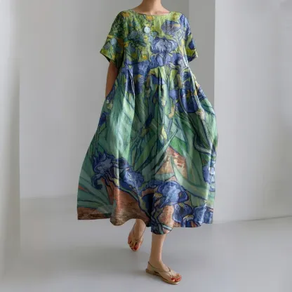 Casual Art Linen Blend Maxi Dress