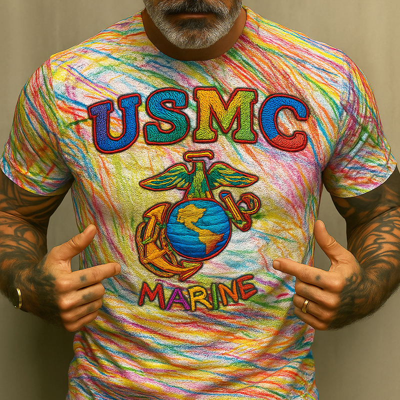 USMC Crayon Eater Veteran Print T-shirt
