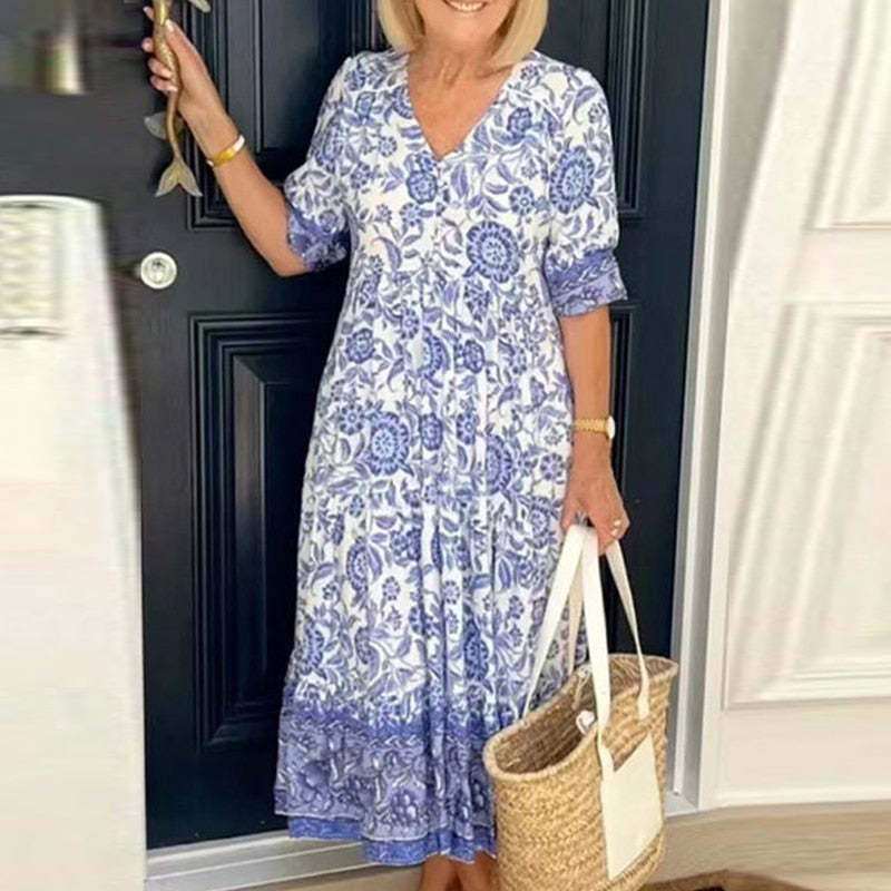 V-Neck Bohemian Dress