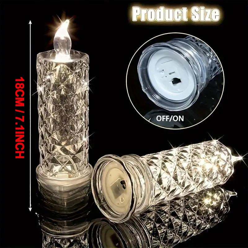 ✨🕯️LED Crystal Candle Lights 🌈Battery Operated with 6 Hour Timer