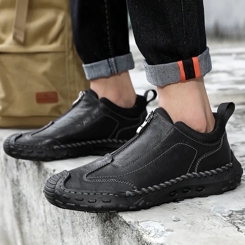 Handmade Leather Men's Casual Orthopedic Non-Slip Shoes