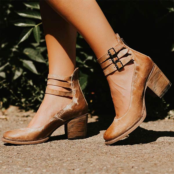 Women'S Retro High Heel Square Heel Pumps