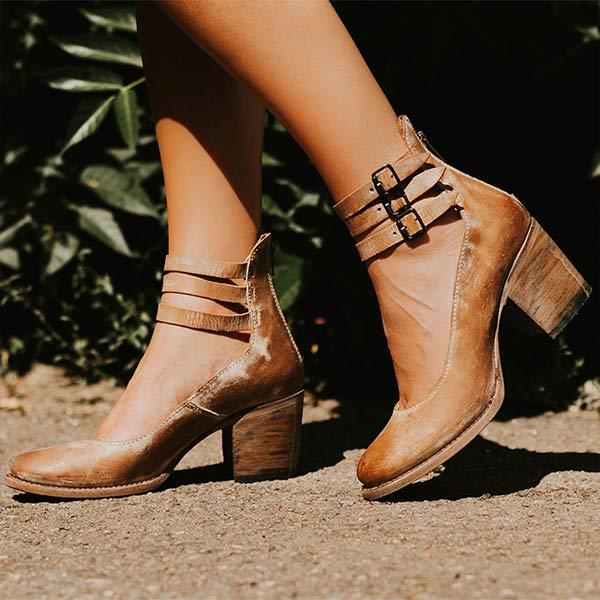 Women'S Retro High Heel Square Heel Pumps
