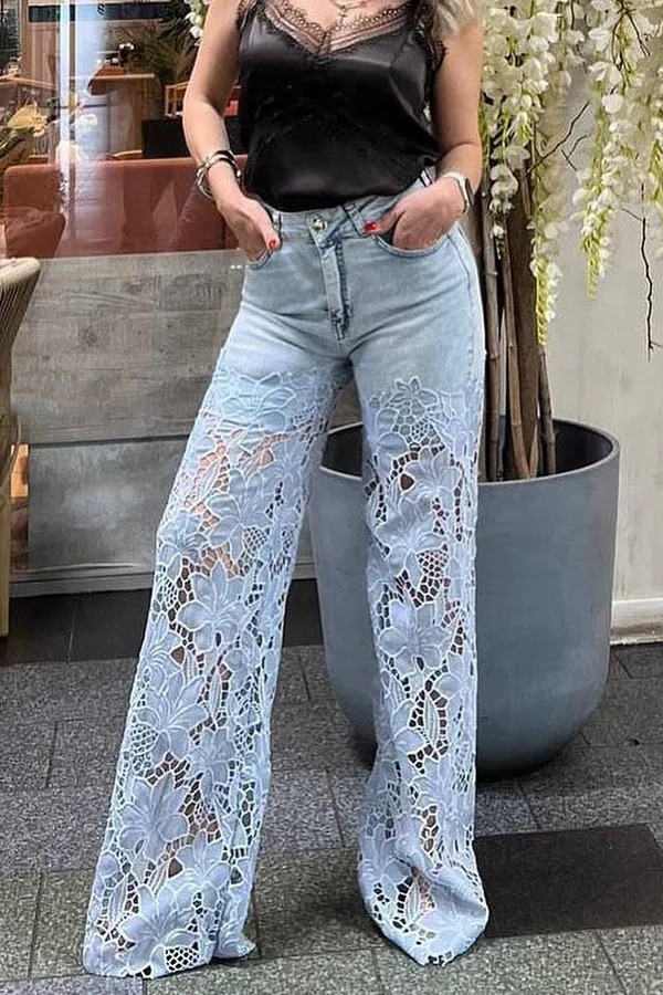 Ladies Elegant Lace Jeans