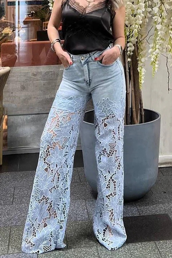 Ladies Elegant Lace Jeans
