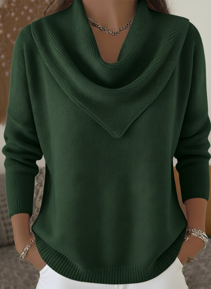 Elegant Retro Soft Triangle Neck Solid Color Sweater Top