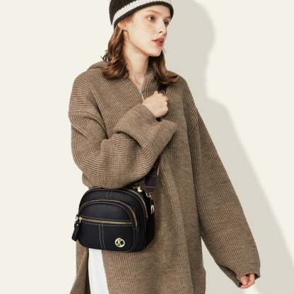 🛫Classic Multifunctional Compartments Adjustable Wide Shoulder Strap Leather Crossbody Bag