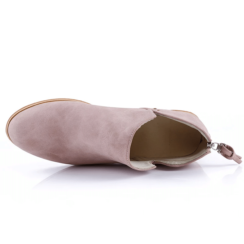 Women Orthopedic Ankle Boots Zipper Stacked Heel