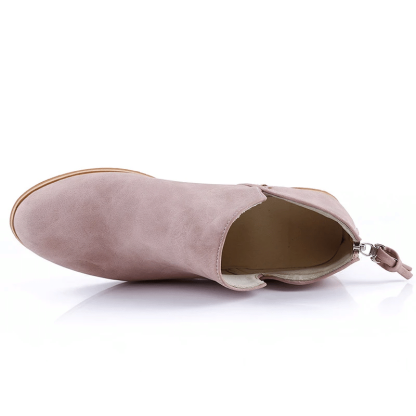 Women Orthopedic Ankle Boots Zipper Stacked Heel