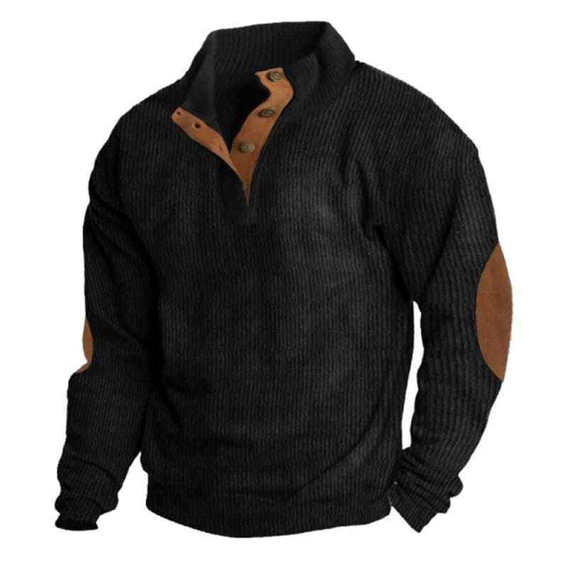 Men's Casual V-Neck Pullover Long Sleeve Rugby Shirt