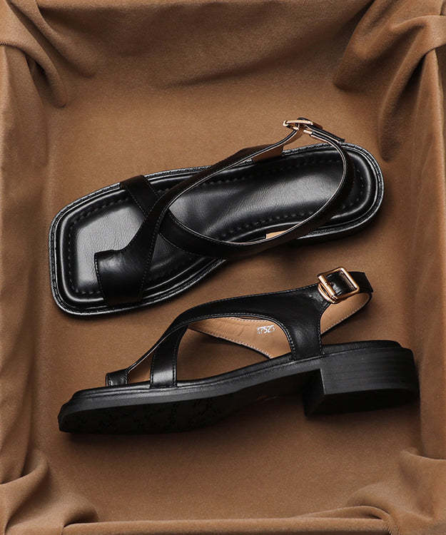 Comfy Flip Flops Chunky Faux Leather Soft Splicing Sandals