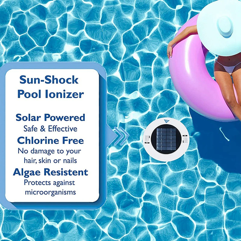 2024 Solar Pool Ionizer, Copper Silver Ion Swimming Pool Purifier Water Purifier, Kills-Algae Pool Ionizer for Outdoor Hot Tub