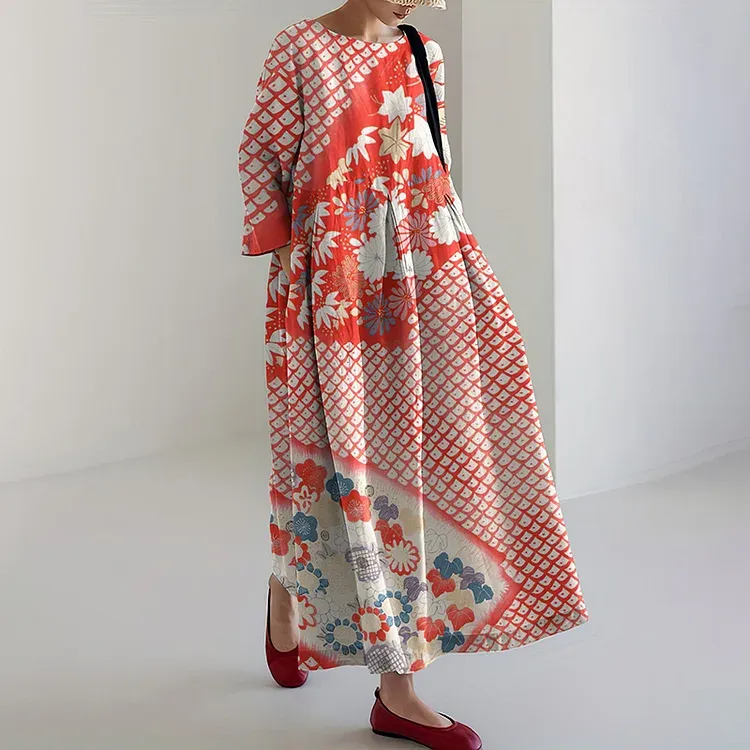 Casual Art Linen Blend Maxi Dress