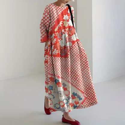 Casual Art Linen Blend Maxi Dress