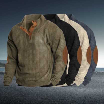 Men's Casual V-Neck Pullover Long Sleeve Rugby Shirt