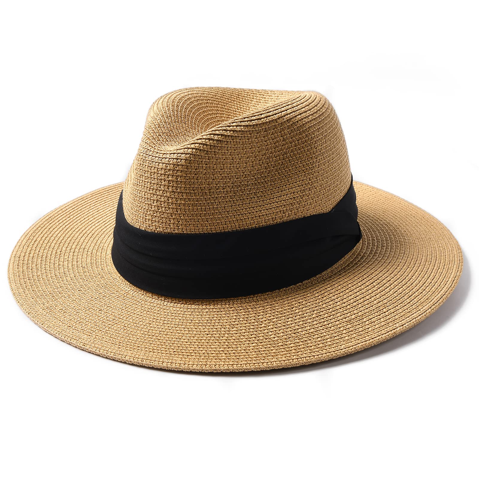 Packable Straw Fedora Panama Sun Summer Beach Hat Cuban Trilby