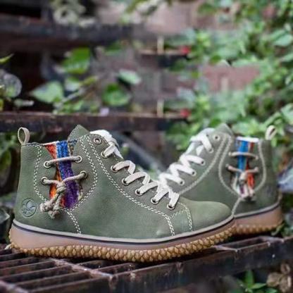 Women's Casual Lace-Up Flat Warm Ankle Boots