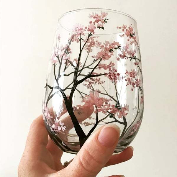 Hand Painted Art - Four Seasons Tree Wine Glasses
