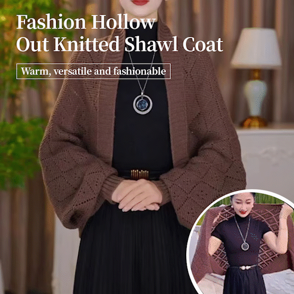 Fashion Hollow Out Knitted Shawl Coat