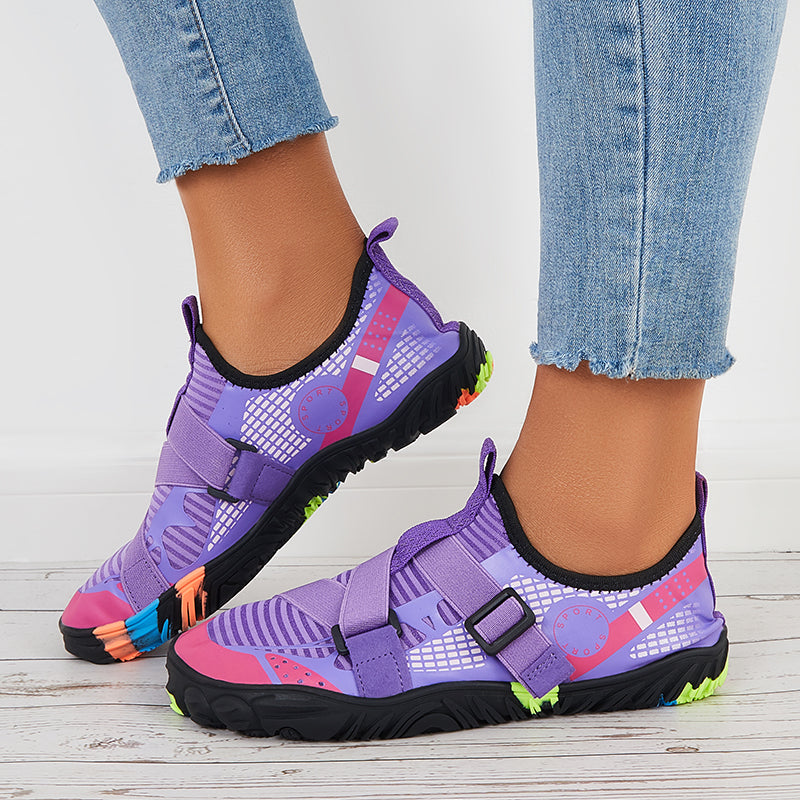 Men Buckle Decor Water Shoes Quick Drying Aqua Sneakers