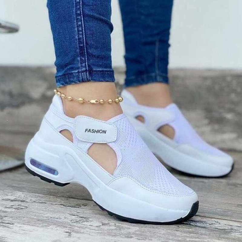 Plantar Fasciitis - Women's Orthopedic Air Cushioned Sole Flying Velcro Sneakers