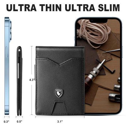 Men's Slim Blocking Wallet - Minimalist Carbon Fiber Bifold