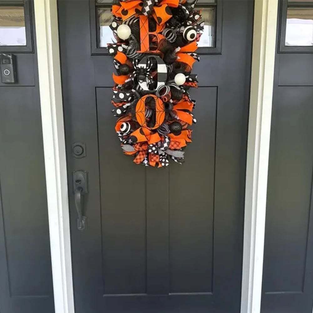 Halloween Wreaths For Front Door Boo Wreath