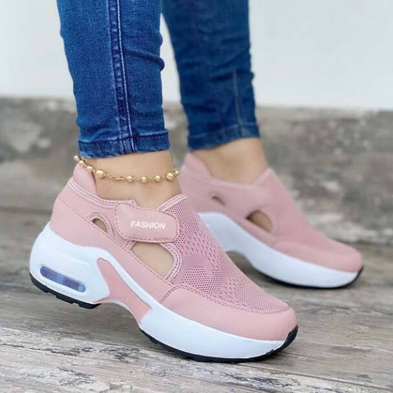Plantar Fasciitis - Women's Orthopedic Air Cushioned Sole Flying Velcro Sneakers
