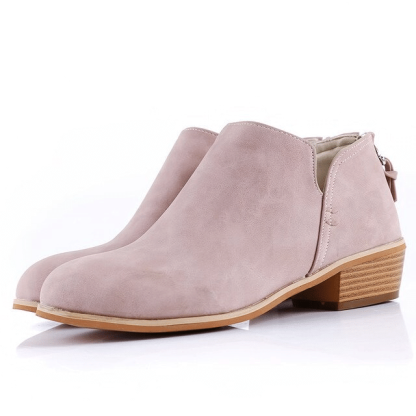 Women Orthopedic Ankle Boots Zipper Stacked Heel