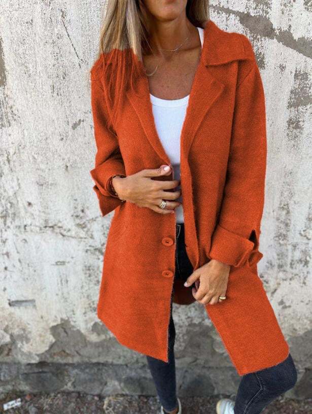 Casual Lapel Wool Single Breasted Long Coat