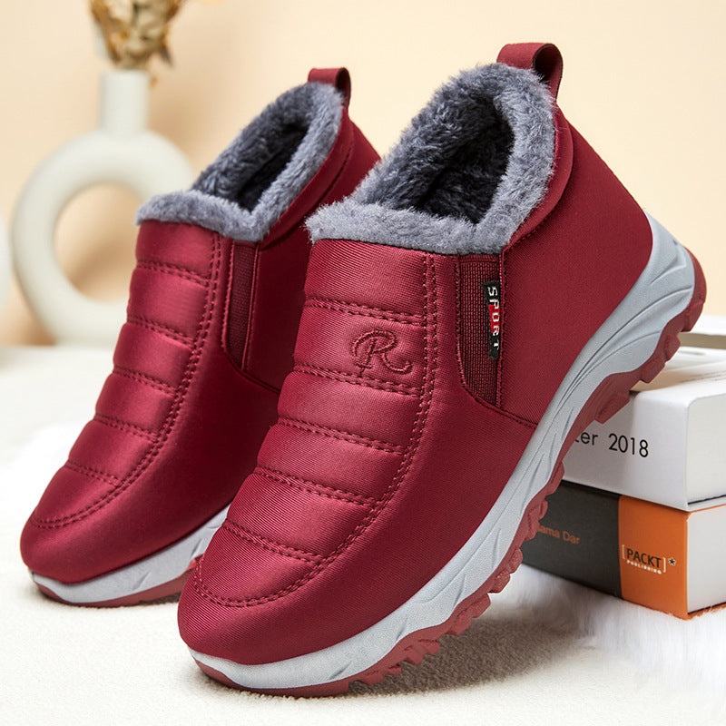 Winter Simple Style Slip On Warm Fleece Walking Shoes