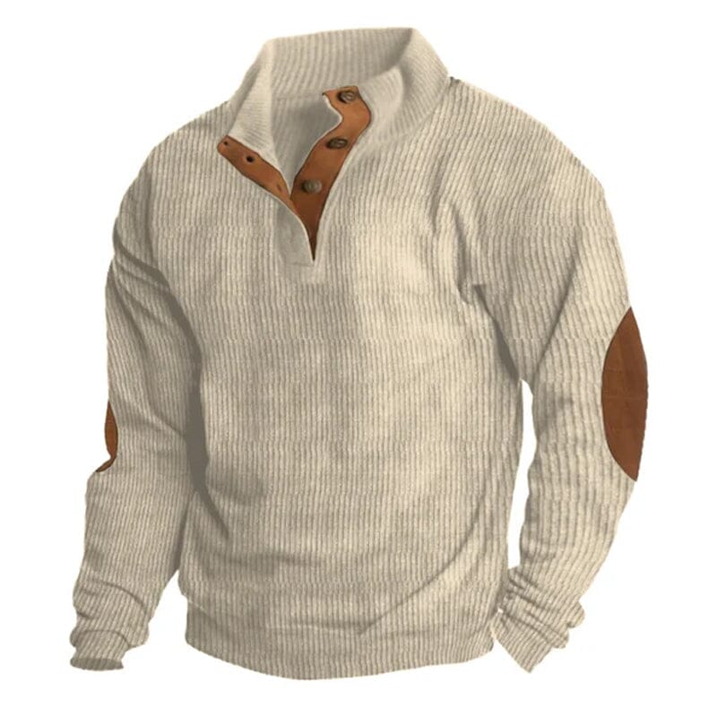 Men's Casual V-Neck Pullover Long Sleeve Rugby Shirt