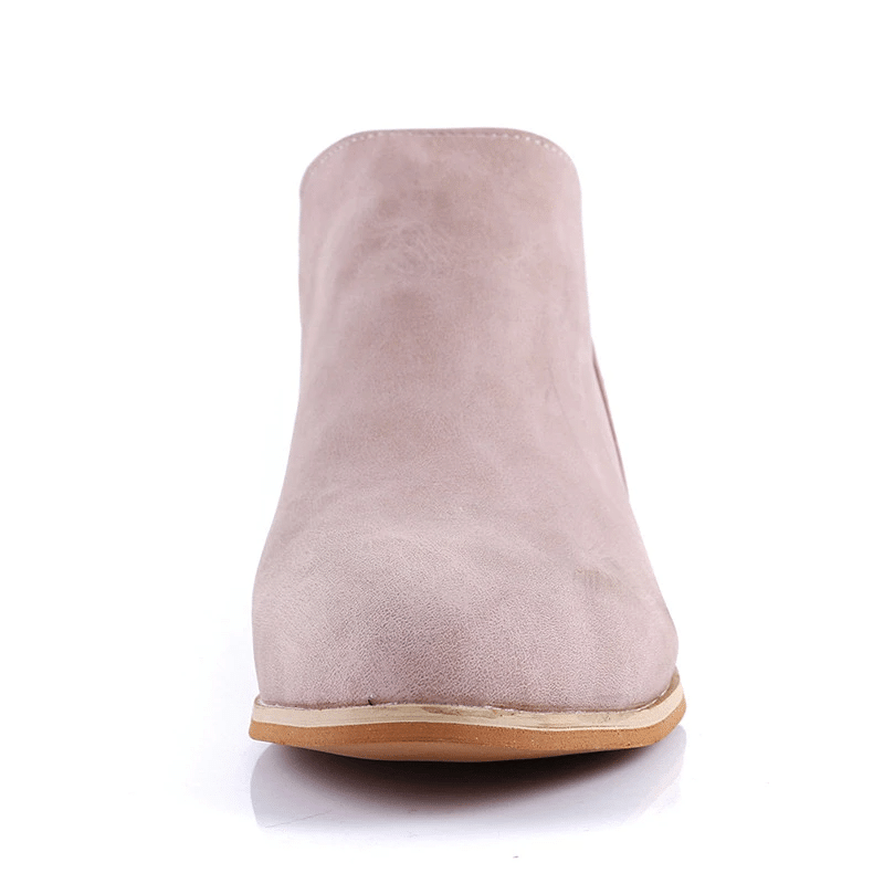 Women Orthopedic Ankle Boots Zipper Stacked Heel