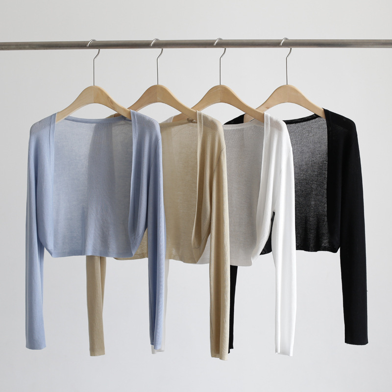 Sun knit Cardigan Women's thin ice silk Coat shawl air-conditioned shi