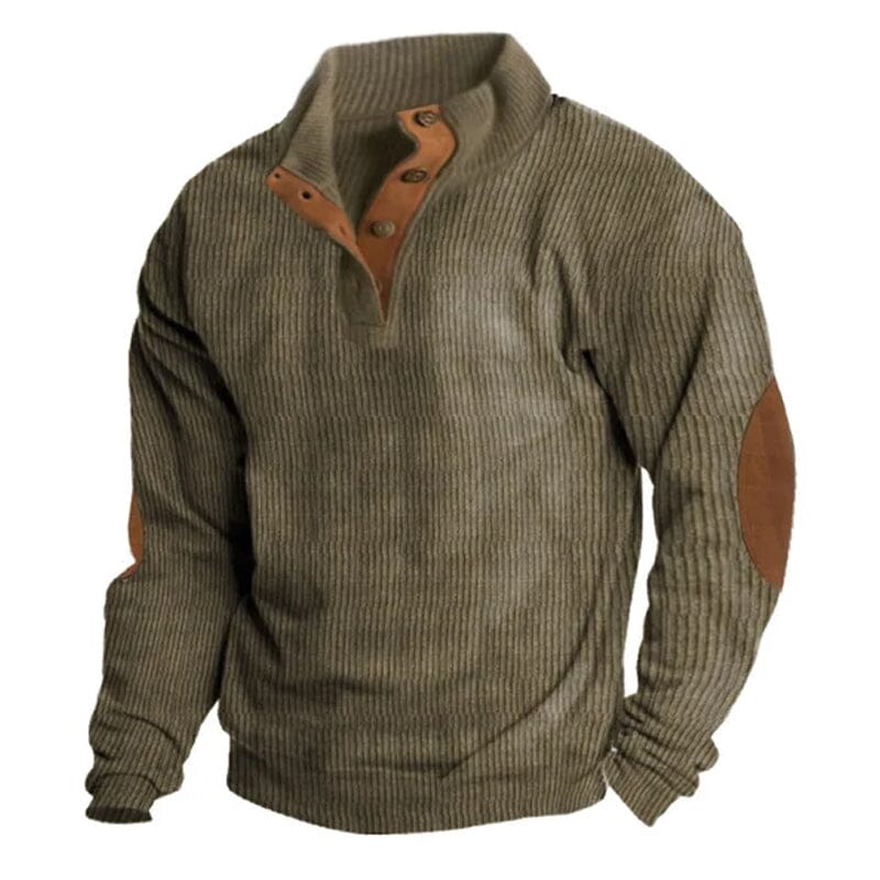 Men's Casual V-Neck Pullover Long Sleeve Rugby Shirt