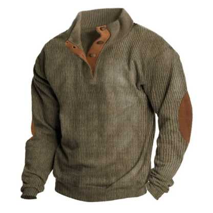 Men's Casual V-Neck Pullover Long Sleeve Rugby Shirt