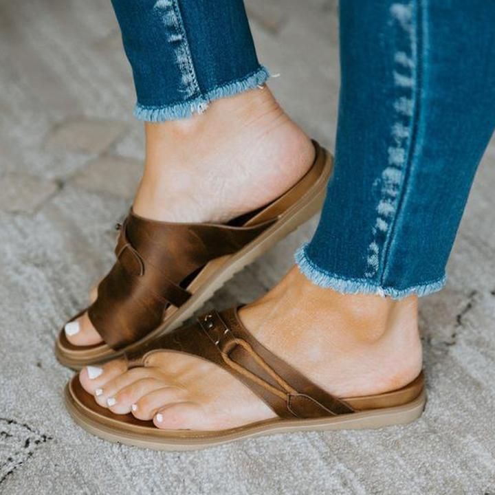 Summer Leather Orthopedic Carina Sandals Flip Flop Beach Sandals Anti-slip