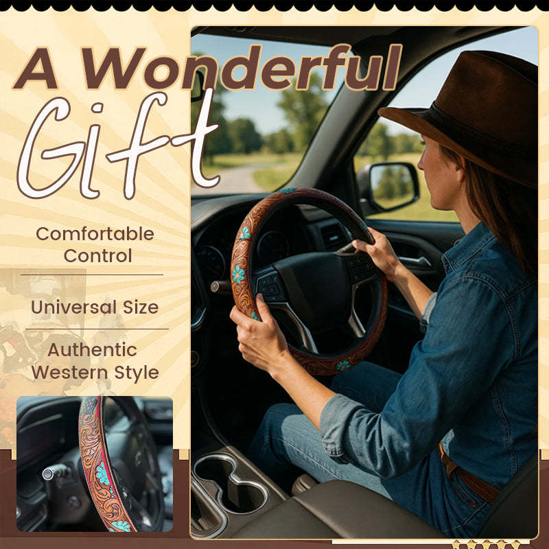 Retro Western Cowboy Car Universal Steering Wheel Cover