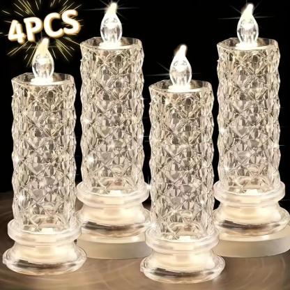 ✨🕯️LED Crystal Candle Lights 🌈Battery Operated with 6 Hour Timer