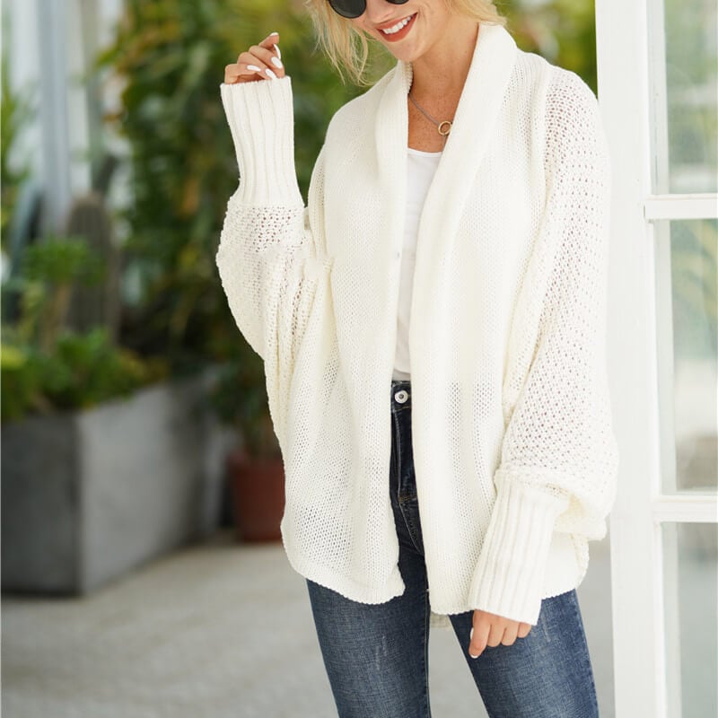Bat sleeve Plus Size Long Knit Cardigan