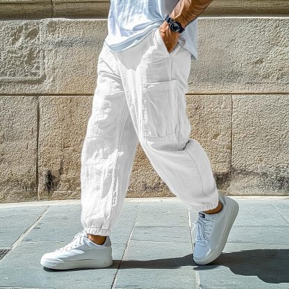 Men's Linen Pants Trousers Summer Pants Baggy Pants