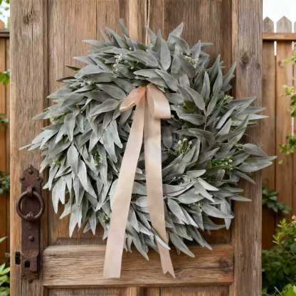 Frosted Olive Leaf Wreath/Christmas Wreath