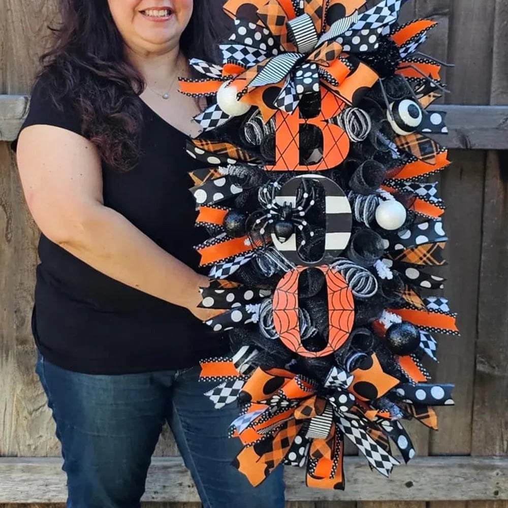 Halloween Wreaths For Front Door Boo Wreath