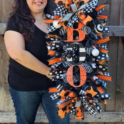 Halloween Wreaths For Front Door Boo Wreath