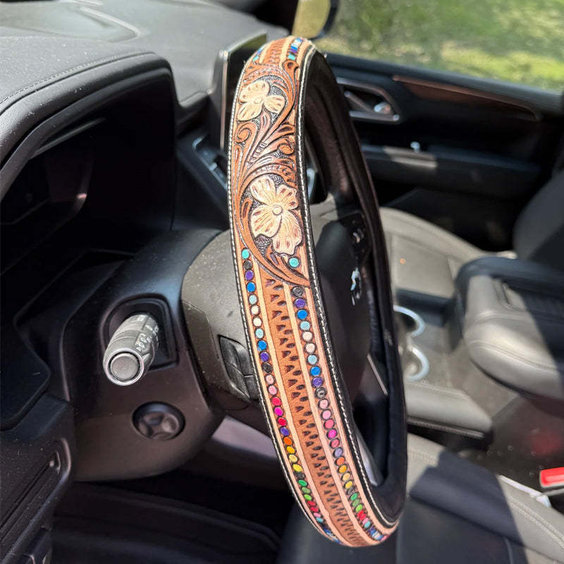 Retro Western Cowboy Car Universal Steering Wheel Cover