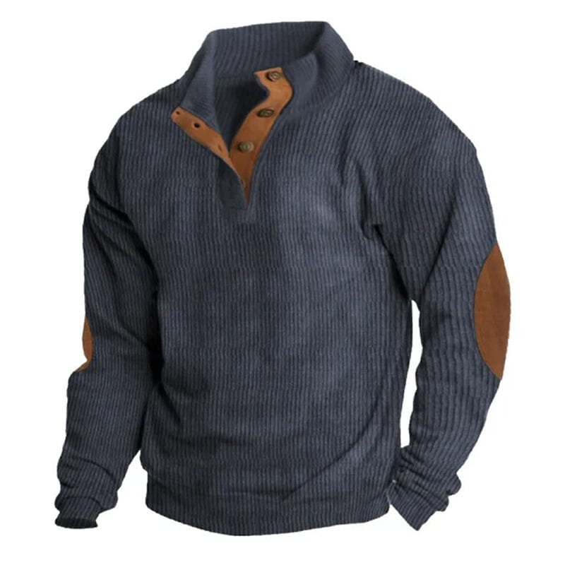 Men's Casual V-Neck Pullover Long Sleeve Rugby Shirt