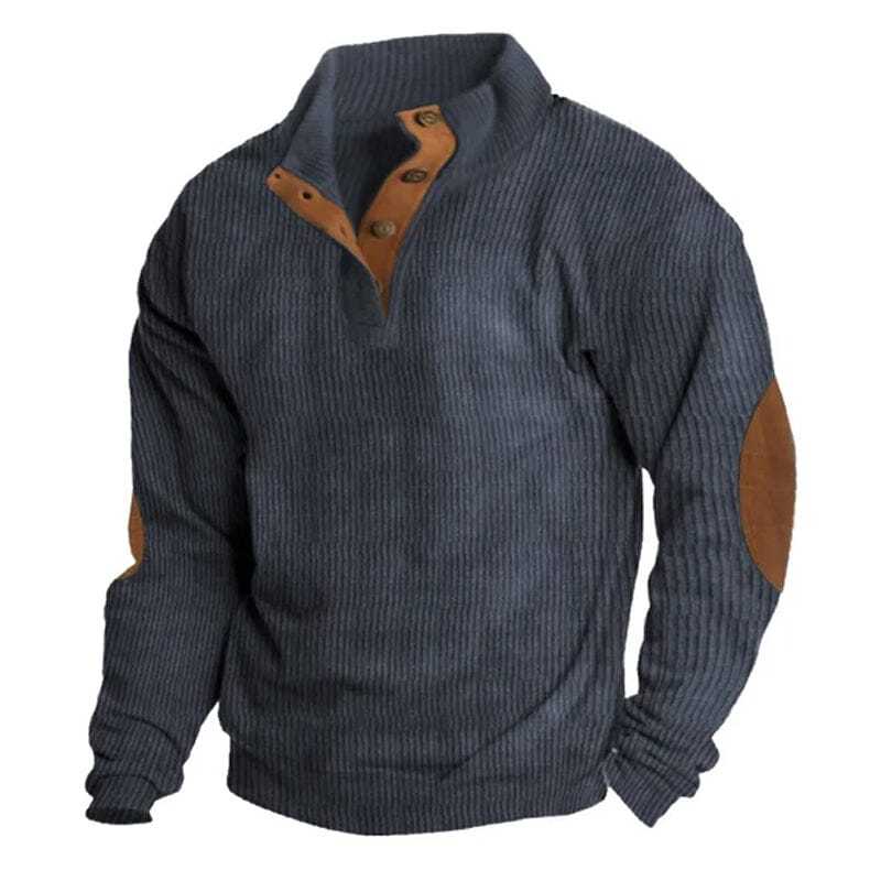 Men's Casual V-Neck Pullover Long Sleeve Rugby Shirt